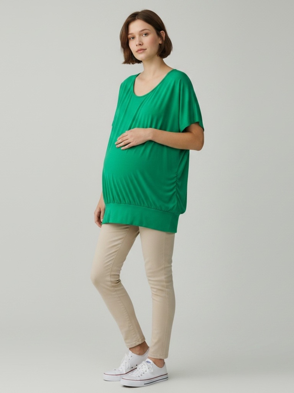 Maternity Three Seasons Maternity M Emerald Green Tunic Top
